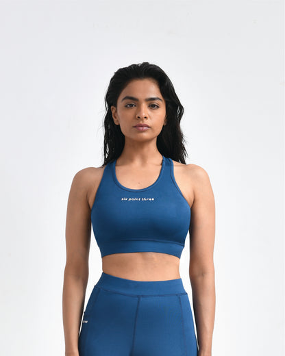 Racerback Sports Bra | Blue